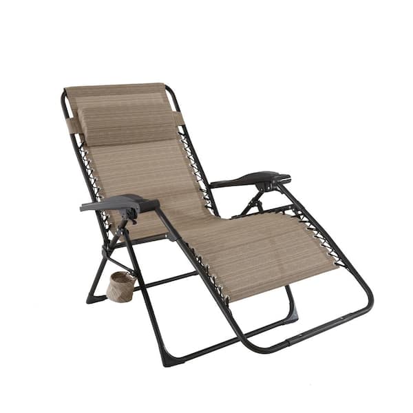 Hampton Bay Mix and Match Oversized Zero Gravity Sling Outdoor Chaise Lounge Chair in Cafe