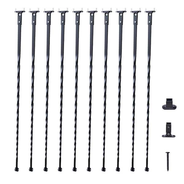 SKYSHALO Staircase Metal Balusters, 44 in. H x 1/2 in. W Galvanized Steel Decorative Banister Spindles, 10-Pack Deck Baluster