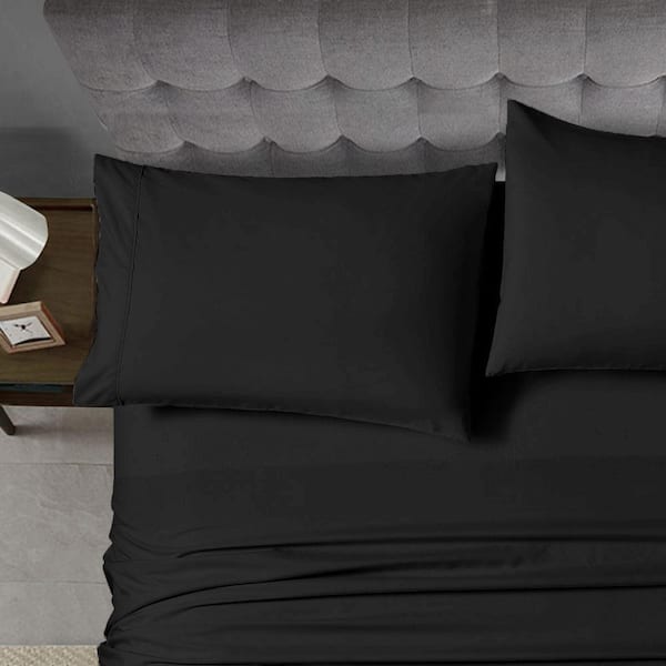 King (20in. x 40in.) Black Ultra Soft Polyester Home Essential Pillowcases 2-pieces Set