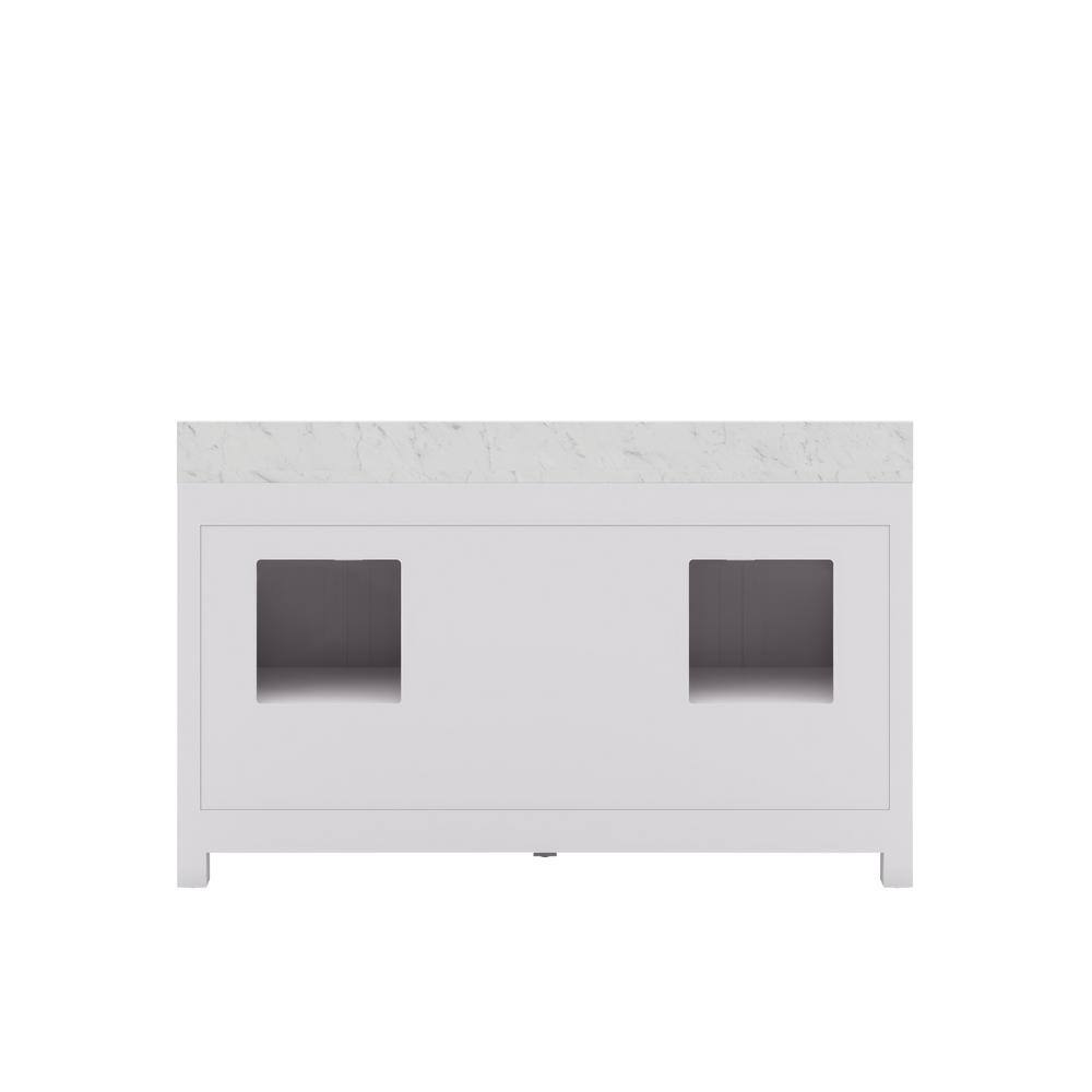 Madison 60" White Marble Double Sink Bathroom Vanity with Mirror