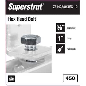 3/8 in. x 1 in. Strut Fitting Hex Head Bolt Silver Galvanized (5-Pack)