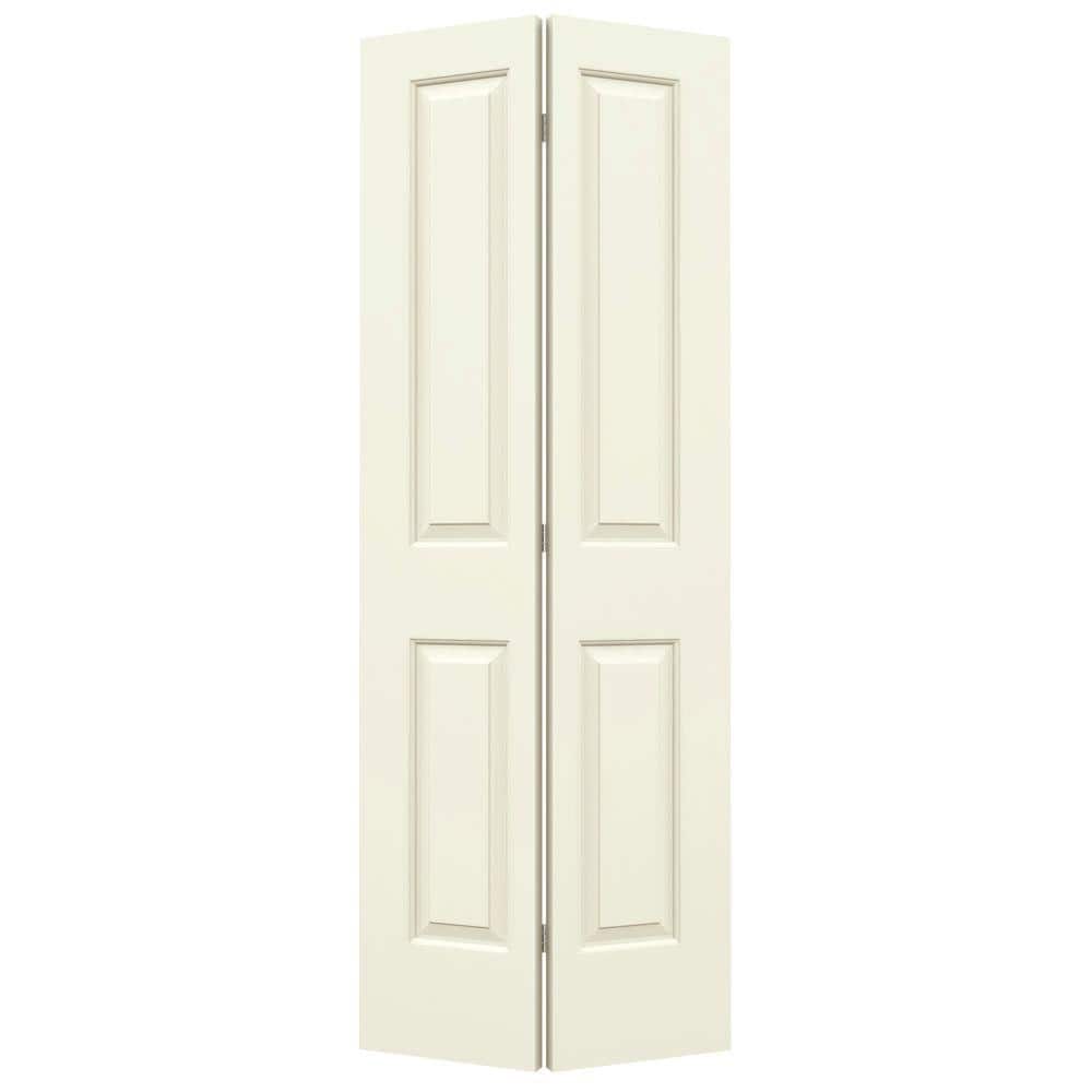 JELD-WEN 24 in. x 80 in. Cambridge Vanilla Painted Smooth Molded Composite Closet Bi-fold Door, White -  O85616