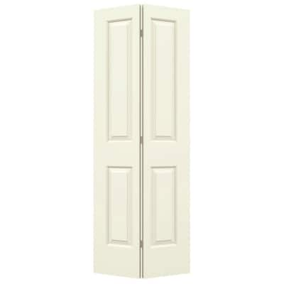 24 in. x 80 in. Carrara 2 Panel Hollow Core Vanilla Painted Molded Composite Closet Bi-Fold Door