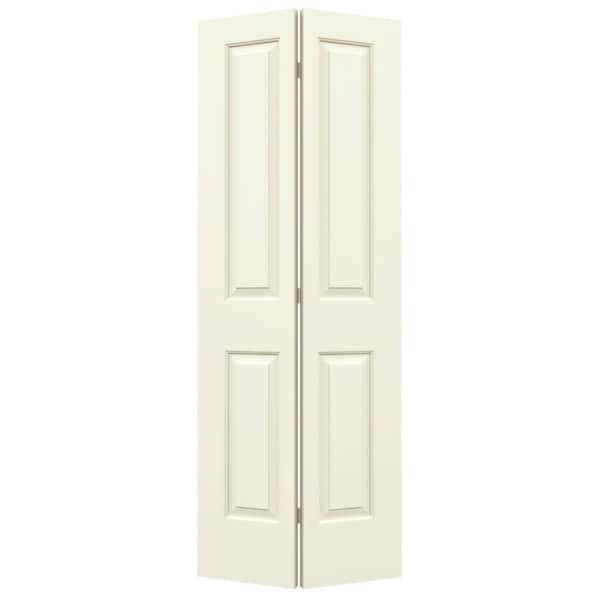 JELD-WEN 30 in. x 80 in. Carrara 2 Panel Hollow Core Vanilla Painted Molded Composite Closet Bi-Fold Door