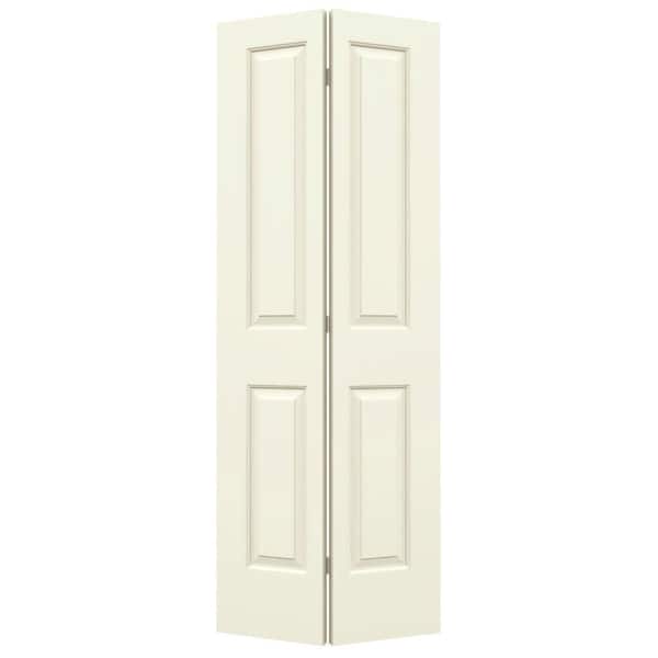 30 in. x 80 in. Carrara 2 Panel Hollow Core Vanilla Painted Molded Composite Closet Bi-Fold Door