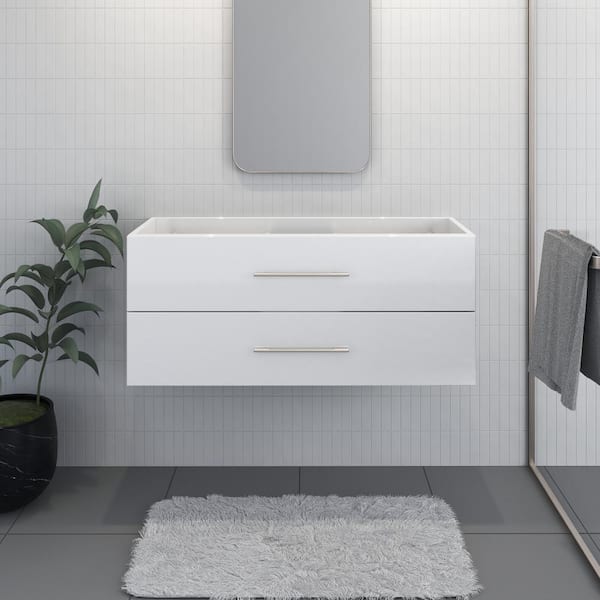 VOLPA USA AMERICAN CRAFTED VANITIES Napa 48 in. W x 20 in. D x 21 in. H Single Sink Bath Vanity Cabinet without Top in Glossy White, Wall Mounted