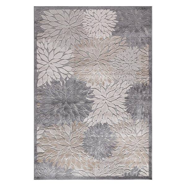 Beverly Rug Beige 6 ft. x 9 ft. Equator Floral Tropical Indoor Outdoor ...
