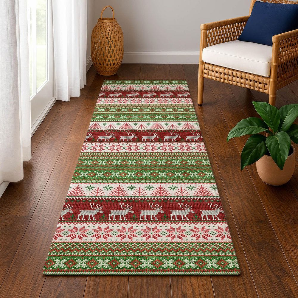 Mayfield Premium Machine Washable Abstract AMF1818 Green 2 ft. 3 in. x 7 ft. 6 in. Runner Rug price history on PriceWatchPro