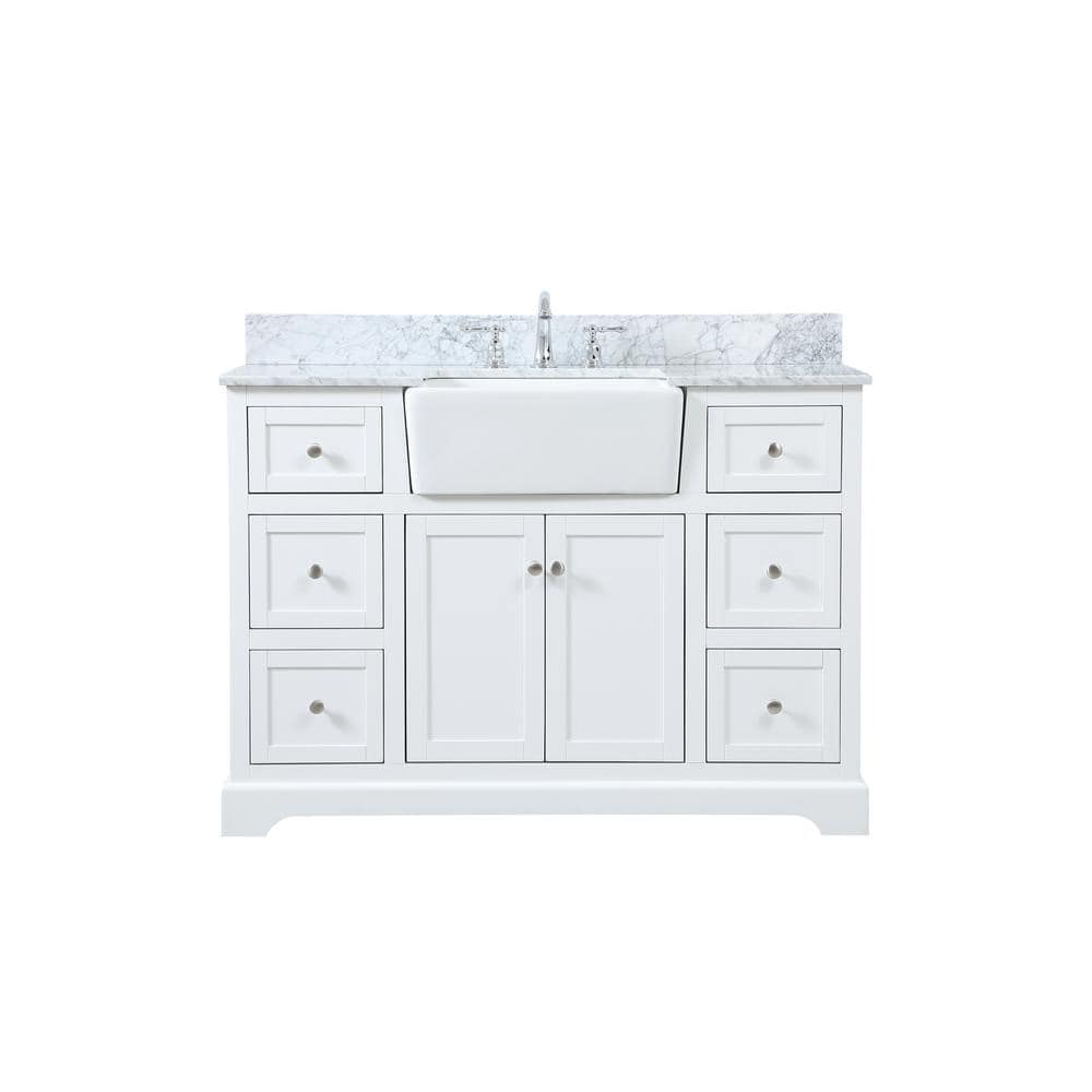 Timeless Home 48 in. W x 22 in. D x 34.75 in. H Bath Vanity in White with C