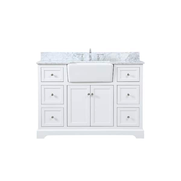 Unbranded Timeless Home 48 in. W x 22 in. D x 34.75 in. H Bath Vanity in White with Carrara Marble Top with White Basin