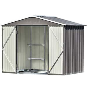 8 ft. W x 6 ft. D Gray Metal Storage Shed with Adjustable Shelf, Lockable Door and Foundation for Garden, 44 sq. ft.