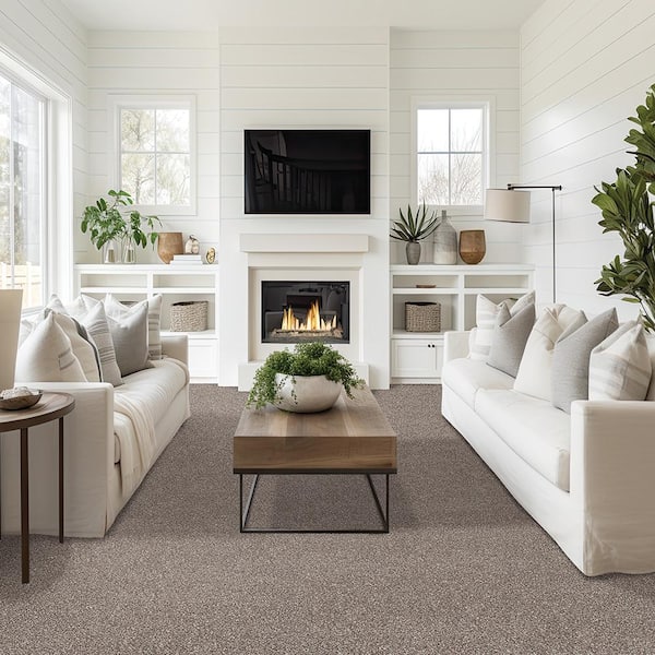 Plush Dreams II - Hushed-Brown 12 ft. 53 oz. Triexta Texture Installed Carpet