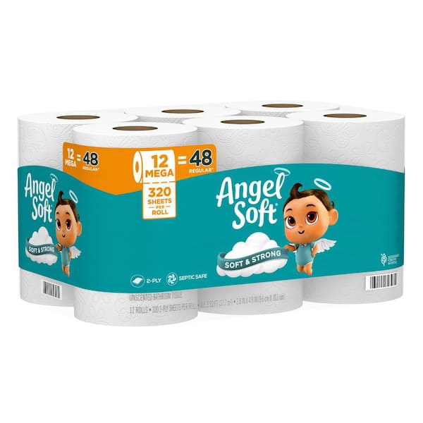 Angel Soft 12 MEGA TOILET PAPER (320 Sheets Per Roll 12 Rolls Per Pack ...