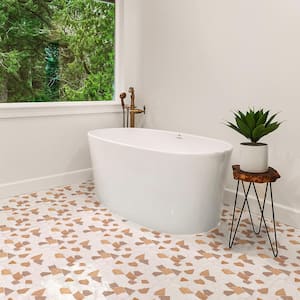 Lakeshore Pebble Cream 11.125 in. x 11.125 in. Honed Marble Wall and Floor Mosaic Tile (12.89 sq. ft./Case)