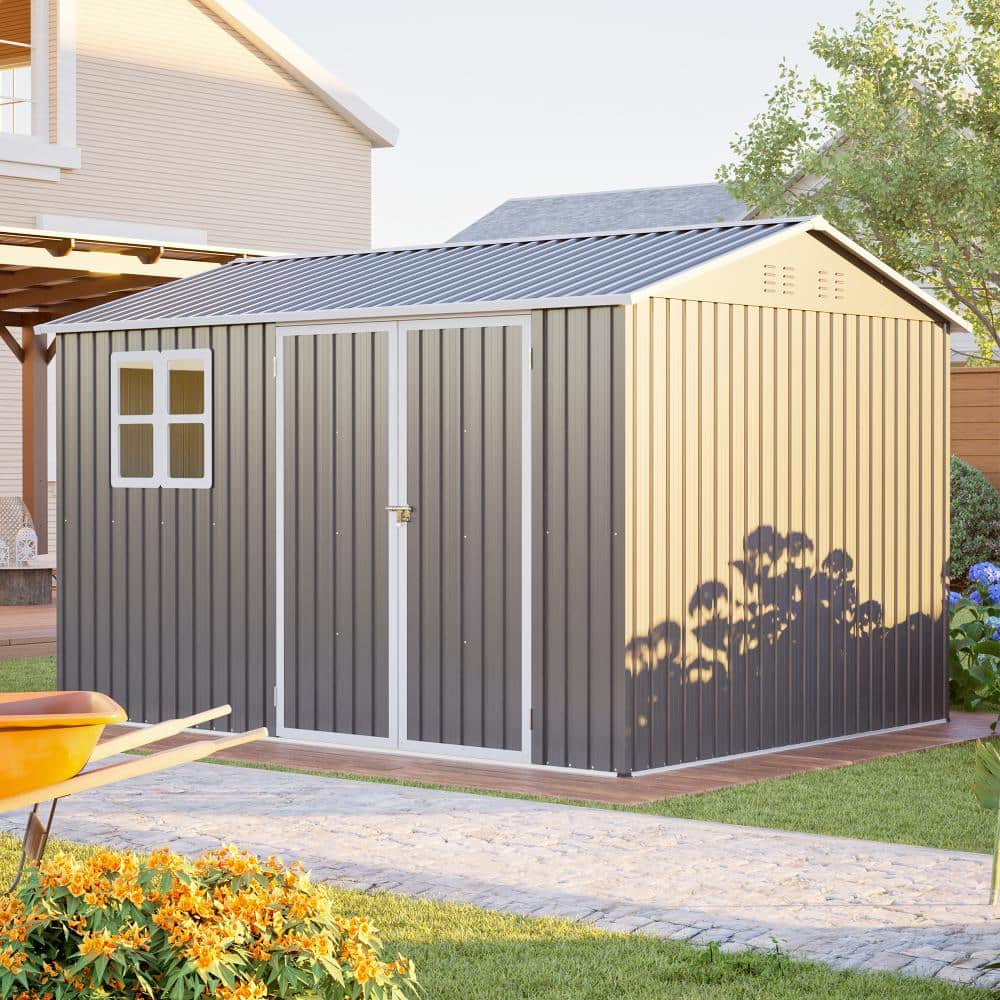 10 ft. W x 8 ft. D Outdoor Steel Storage Shed with Window, Lockable Doors - Dark Gray price history on PriceWatchPro