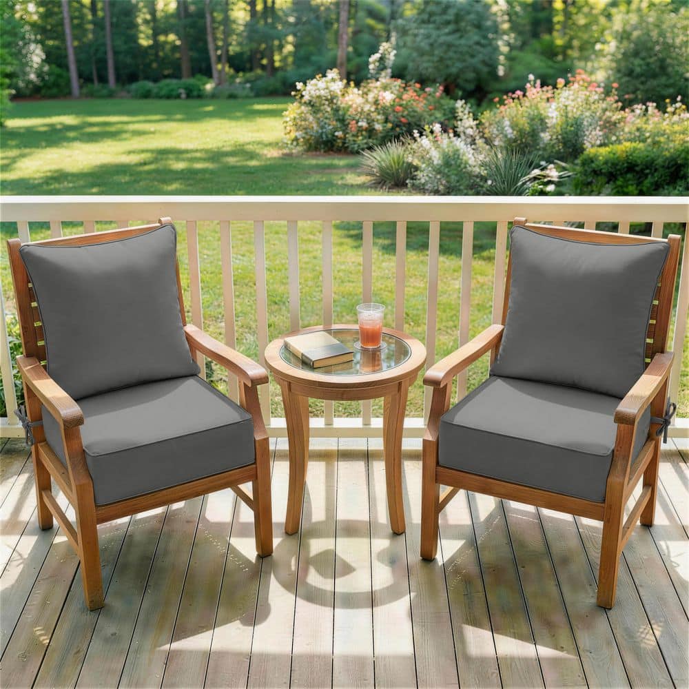 24 in. x 24 in. (Set of 2) Outdoor Chair Cushion Set Premium Waterproof Patio Sofa Seating with Backrest Light Grey price history on PriceWatchPro