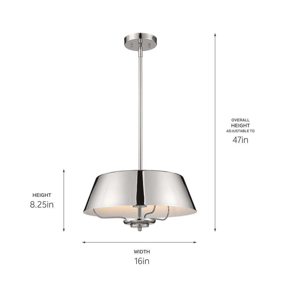 Luella 3-Light Polished Nickel Drum Pendant