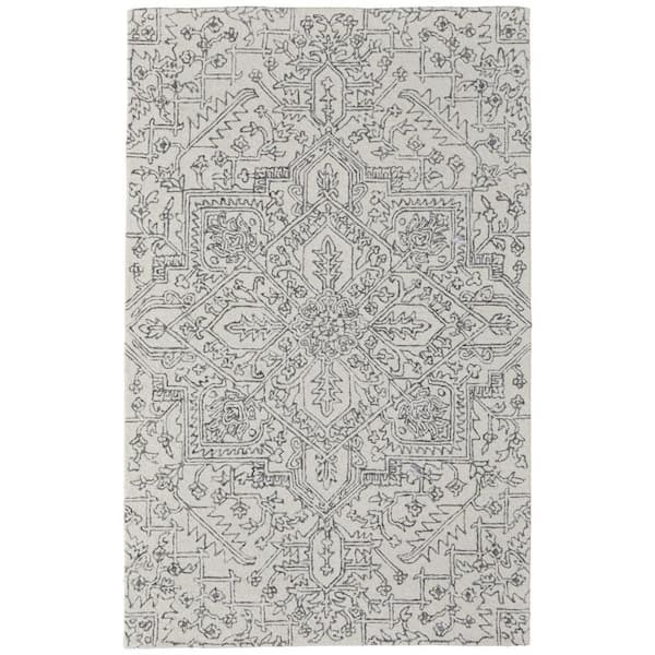 White, Gray Oriental 12 ft. x 15 ft. Area Rug