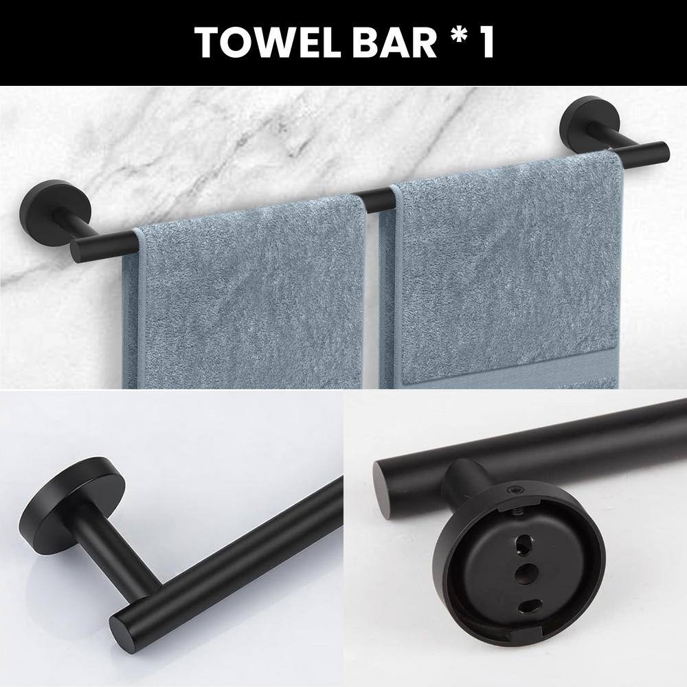Matte Black Stainless Steel 5-Piece Bathroom Hardware Set
