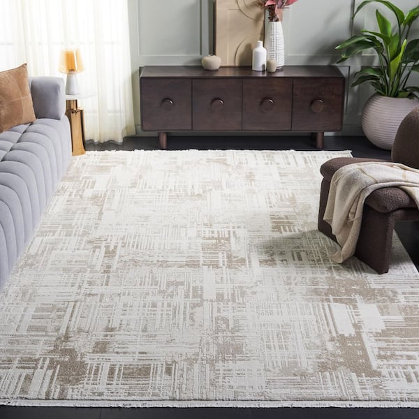Emerald 8 ft. x 10 ft. Ivory/Beige Distressed Area Rug