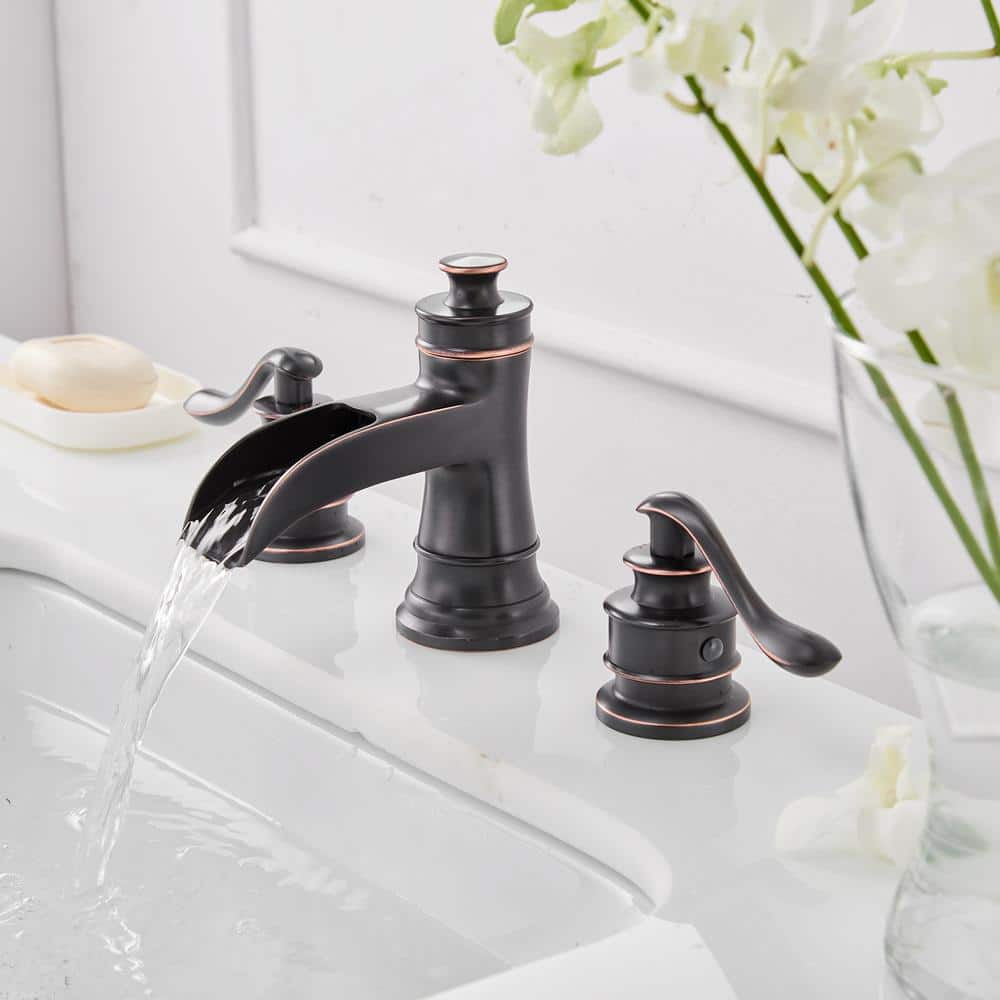 Oil Rubbed Bronze 8-Inch Widespread Double Handle Bathroom Faucet