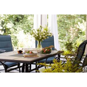 Crestridge Steel Rectangular Outdoor Patio Dining Table with Tile Top