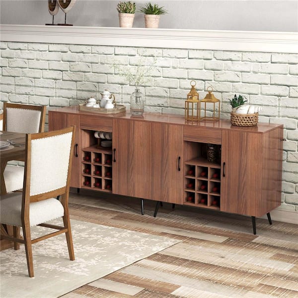 Costway Brown MDF 38 in. Buffet Sideboard Cabinet with