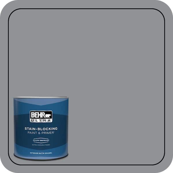 BEHR ULTRA 1 qt. #PPU26-05 Flint Gray Extra Durable Satin Enamel Interior Paint & Primer