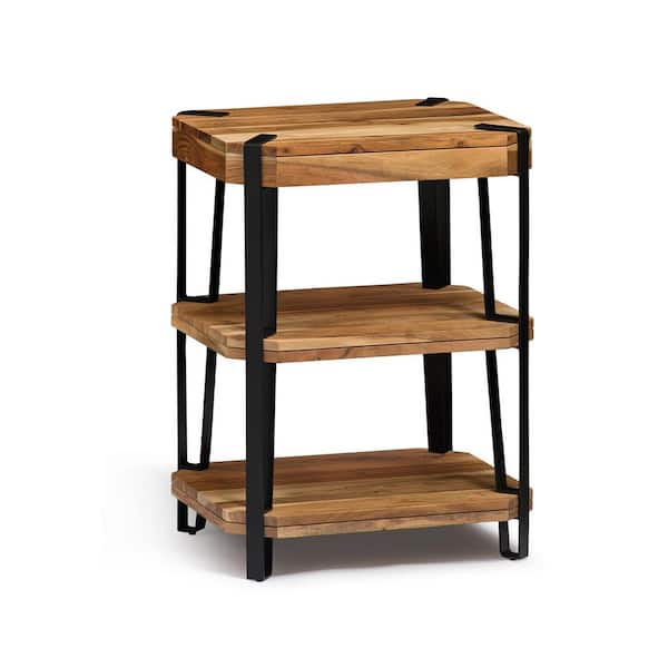 Alaterre Furniture Ryegate Brown and Black Natural Wood with Metal 2-Shelf End Table