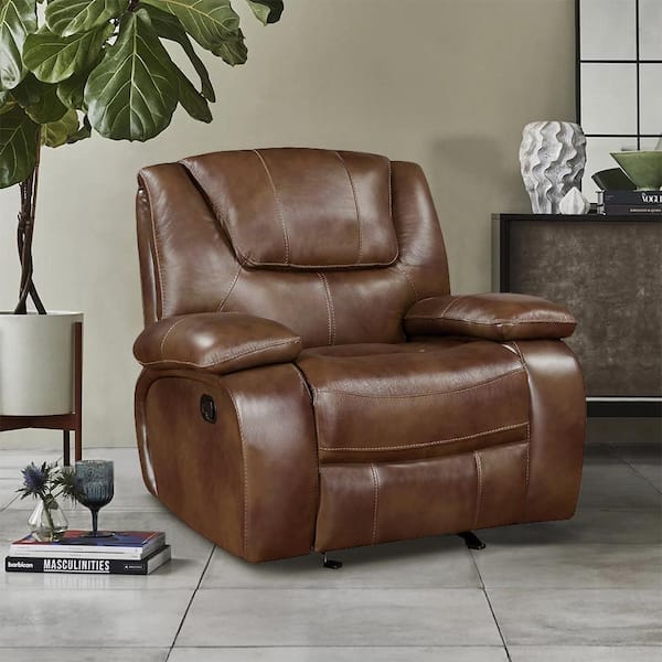 Lazzara Dimitri Brown Leather Manual Glider Recliner 9639BR-1