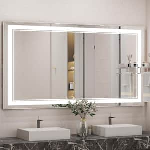 48 in. W x 24 in. H Large Rectangular Frameless LED Light Anti-Fog Wall Bathroom Vanity Mirror 3 Colors Dimmable Bright