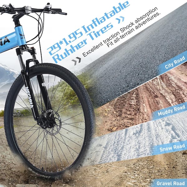 Sudzendf Blue 29 in. Folding Mountain Bike, Suspension Fork