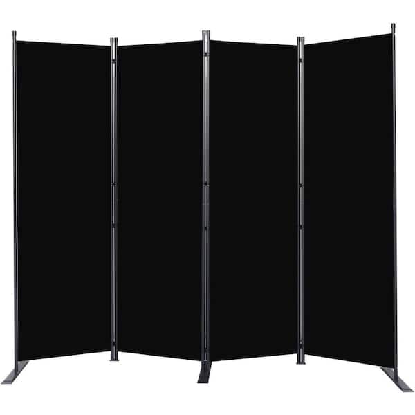 6 ft. Black Room Divider Portable Room Dividers and Folding Privacy Screens, 88 in. W Fabric Divider for Room Separation