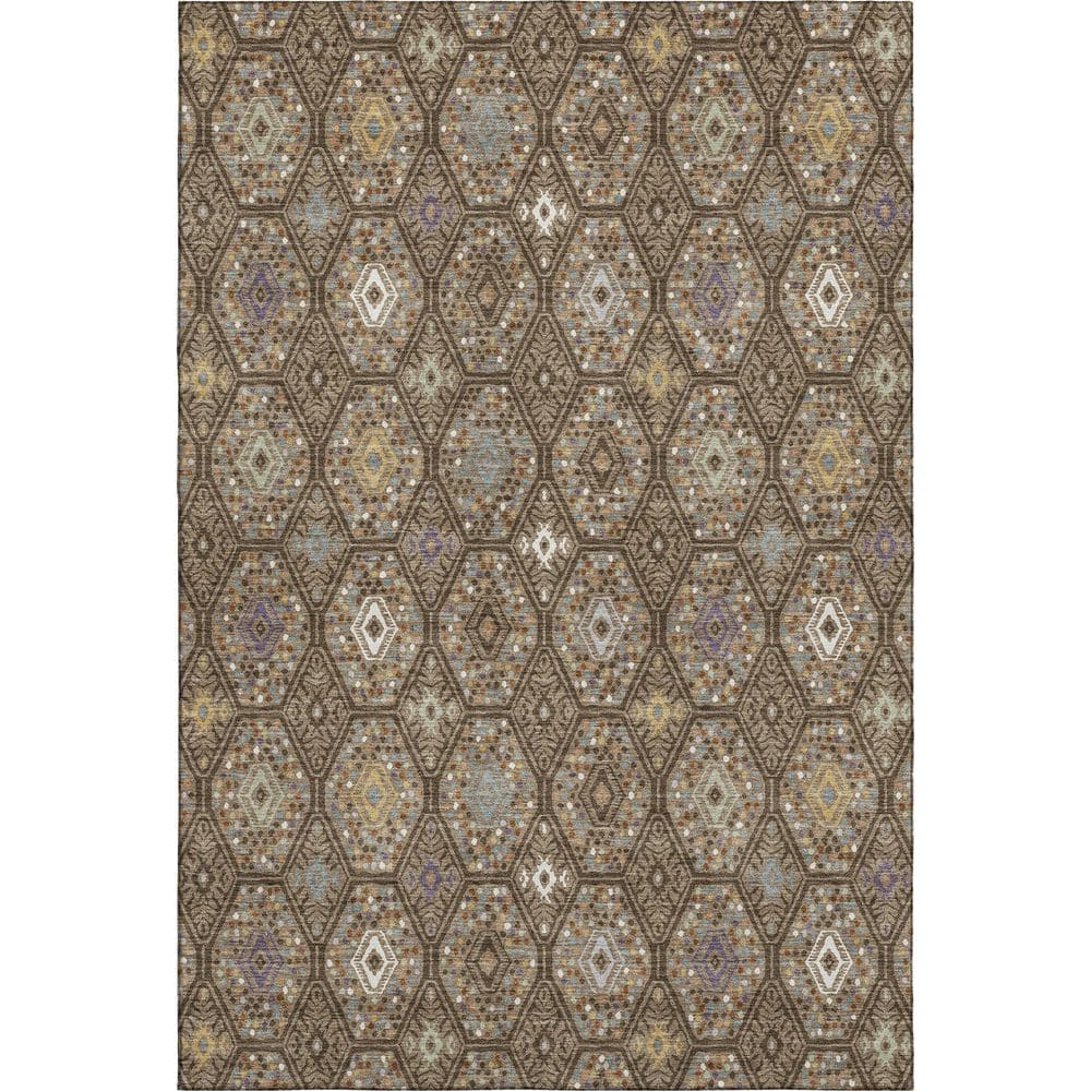 Mayfield Premium Machine Washable Abstract AMF2471 Brown 9 ft. x 12 ft. Area Rug price history on PriceWatchPro