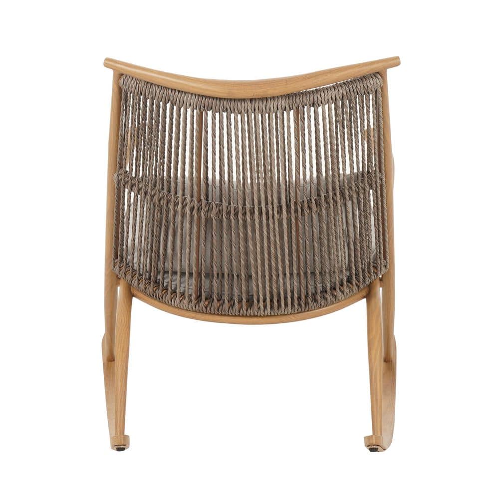 1-Pack Metal Outdoor Rocking Chair-Sturdy Iron Frame in Maple Finish ...