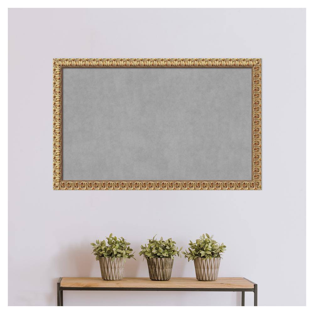Florentine Gold Framed Grey Magnetic Memo Board 40x24