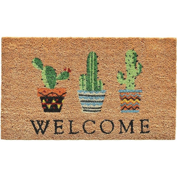 Multi-Colored 36 in. x 24 in. Coir Non-Slip Indoor/Outdoor Door Mat