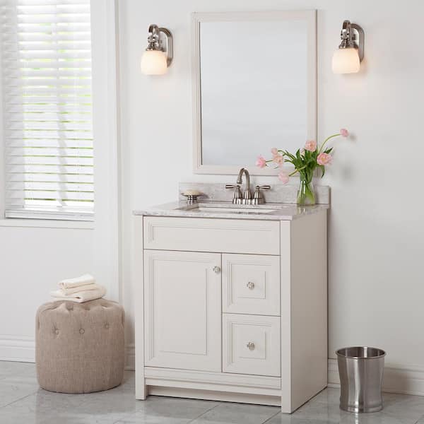 Home Decorators Collection Brinkhill 31 in. W x 22 in. D x 39 in. H Single Sink  Bath Vanity in Cream with Winter Mist  Stone Composite Top