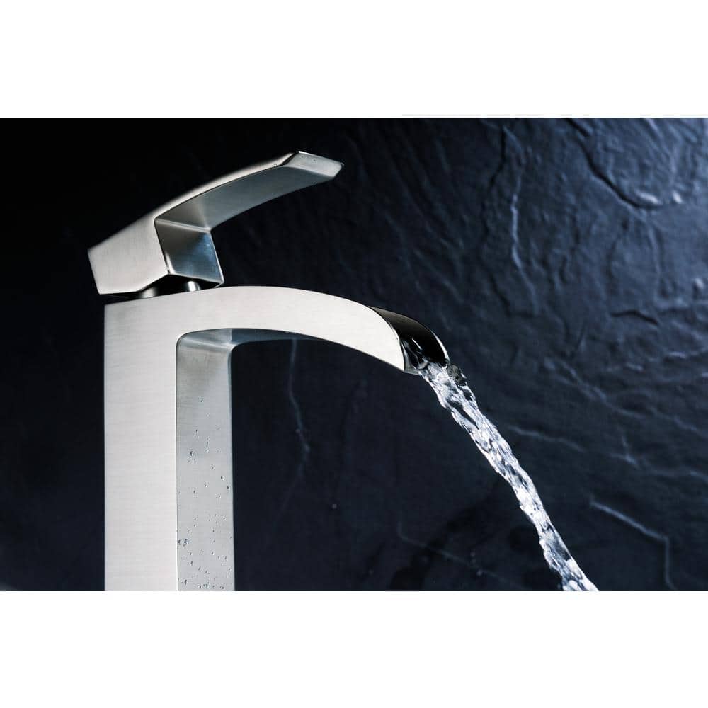 Minimalist Brushed Nickel Single-Handle Vessel Bathroom Faucet