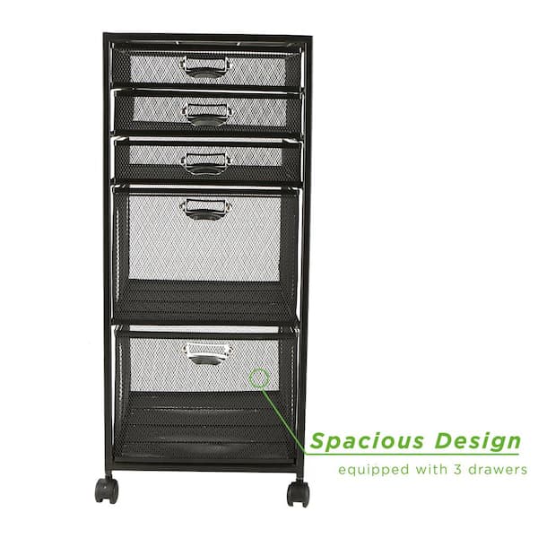 5-Tier Multi-Color Slim Cabinet White Narrow Storage with Wheels & Drawers  for Bathroom