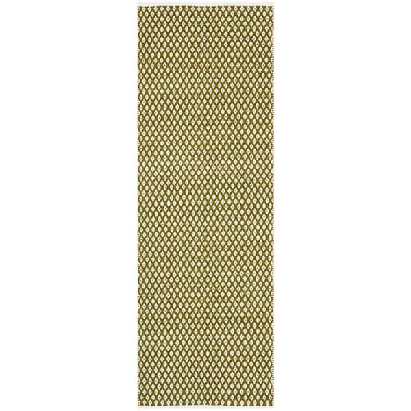 SAFAVIEH Boston Olive 2 ft. x 7 ft. Geometric Diamonds Runner Rug