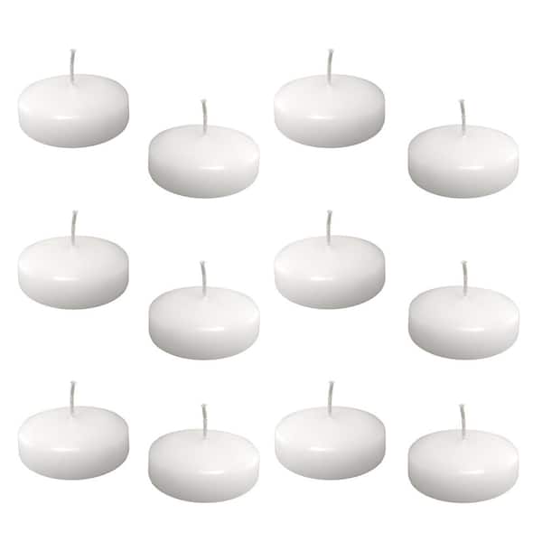 LUMABASE 1.18 in. x 3 in. Large White Floating Wax Candles (Box of 12)