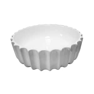 Antonette White Vitreous China Round Vessel Sink with Fluted Exterior