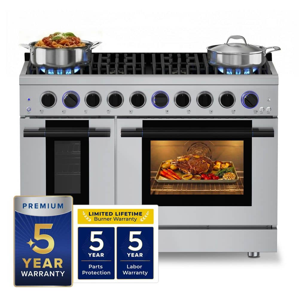 HAUSLANE HausPro 48 in. 8-Burners 20000 BTU Freestanding Double