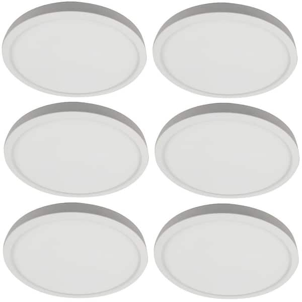 Sunlite 9 in. White Selectable CCT Dimmable Flush Mount Integrated LED Light Fixture (6-Pack)