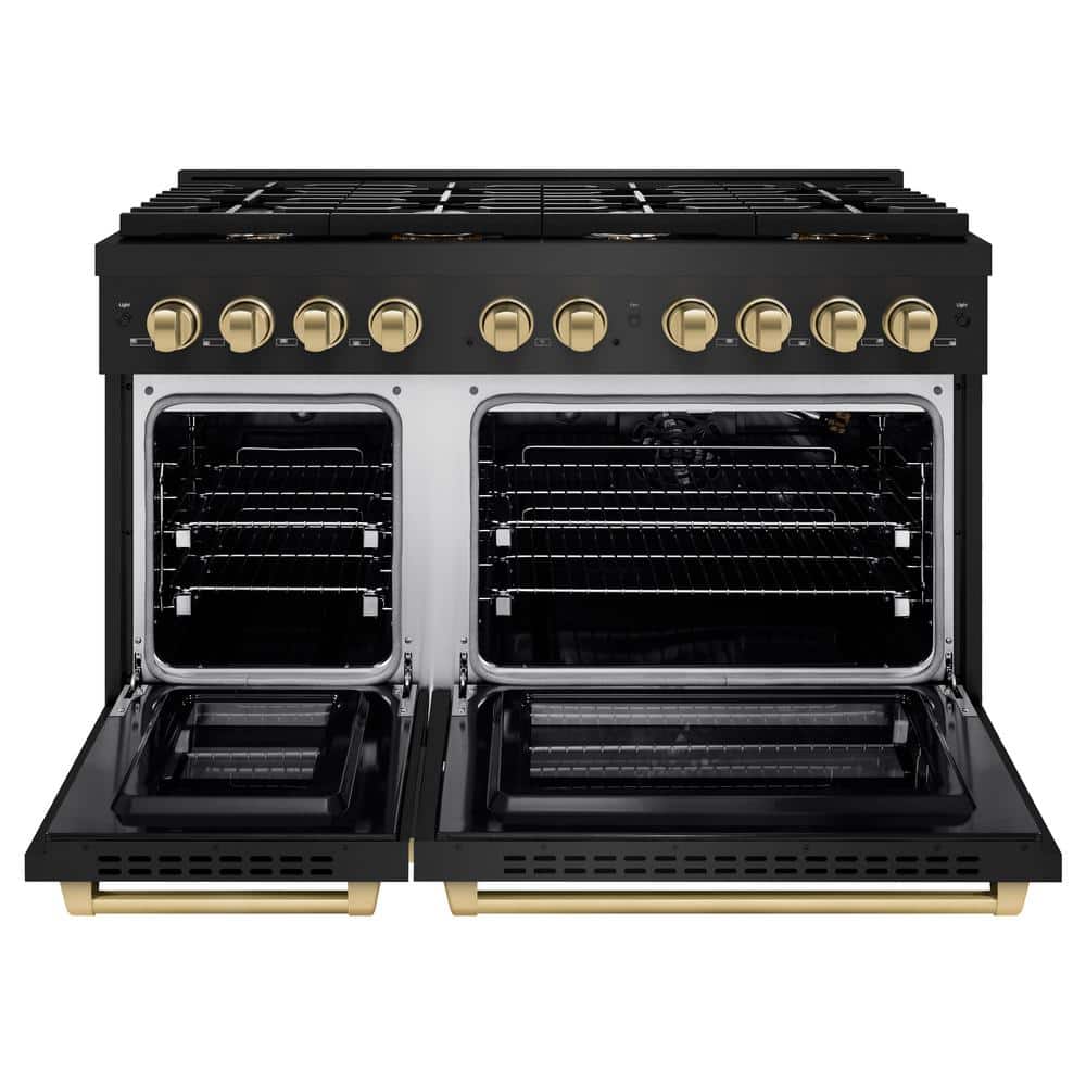 48" Black and Bronze Dual-Fuel Convection Range with Griddle