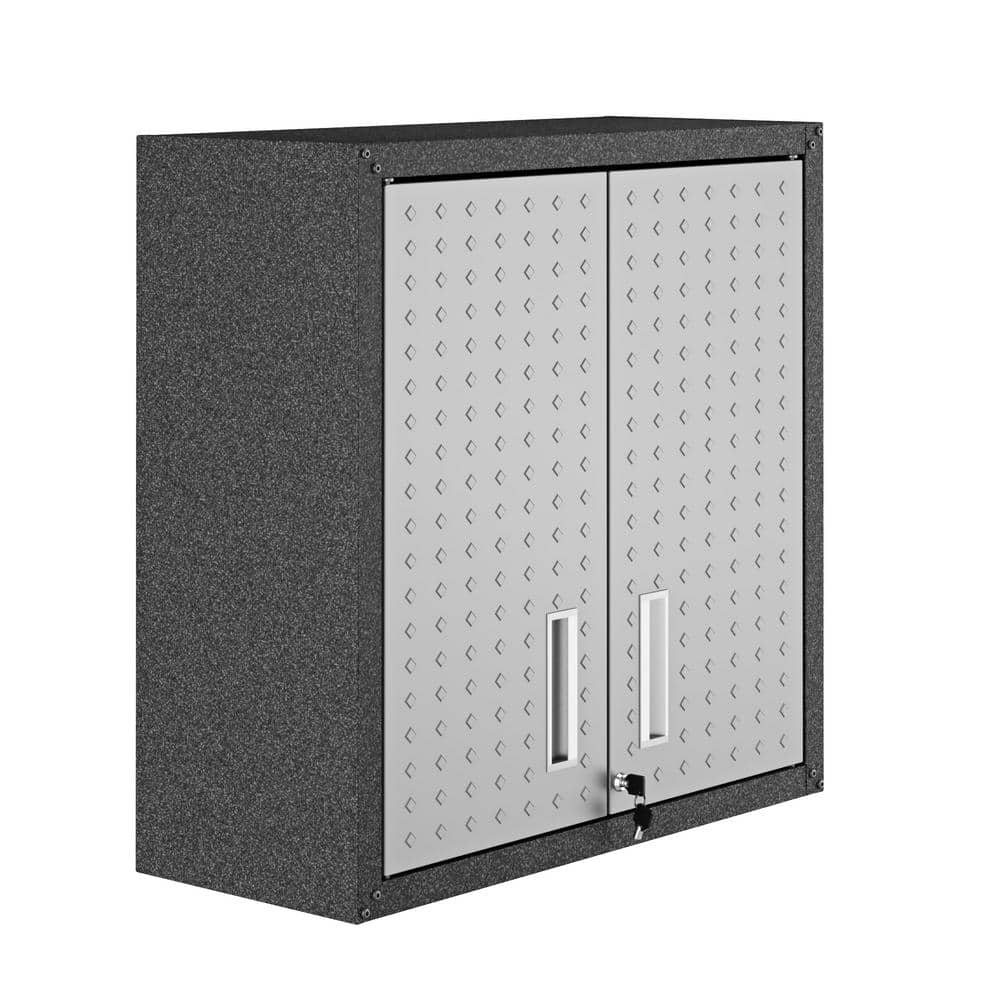 Gray Steel Lockable Wall Cabinet with Adjustable Shelving