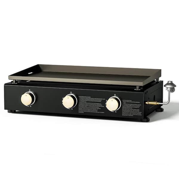 3-Burner Propane Gas Grill 28 in. Table Top Gas Griddle in Black