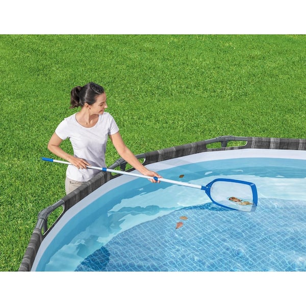 Bestway 14 Ft & Skimmer The Cover + AquaScoop Above Home Ground Depot - 58252E-BW Pool 58635E-BW FlowClear Solar Round
