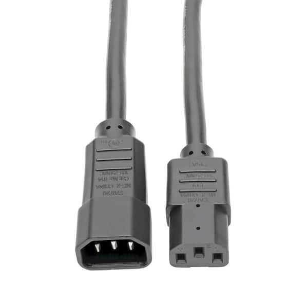 6 ft. 14-Gauge Heavy-Duty Indoor Black C-13 to C-14 Power Extension Cord